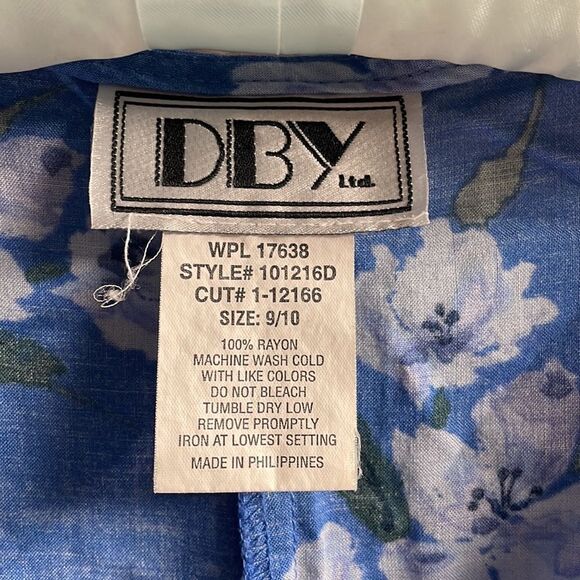 DBY Ltd Ladies Blue Floral Dress, Size 9/10 - Picture 2 of 3